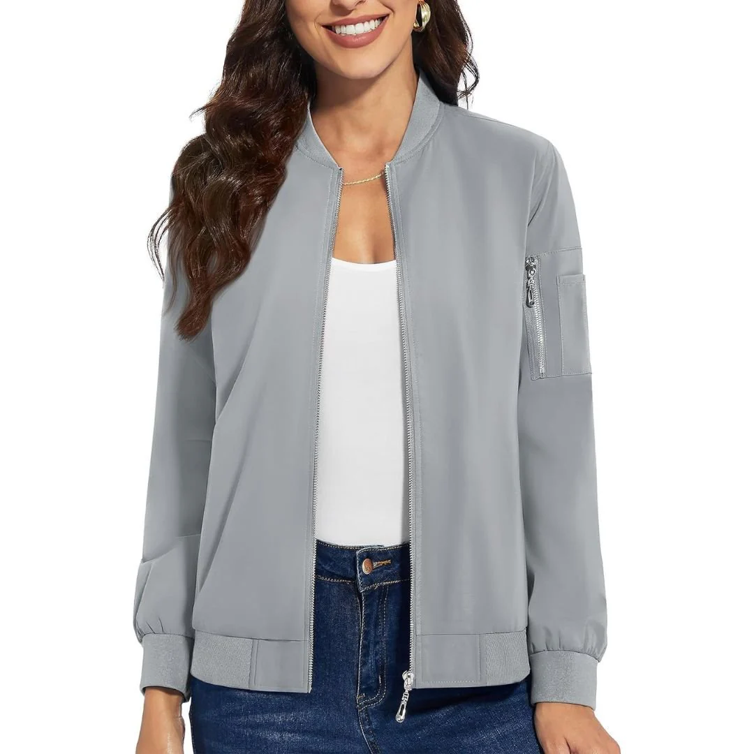 Women's Lightweight Casual Windbreaker Bomber Jackets