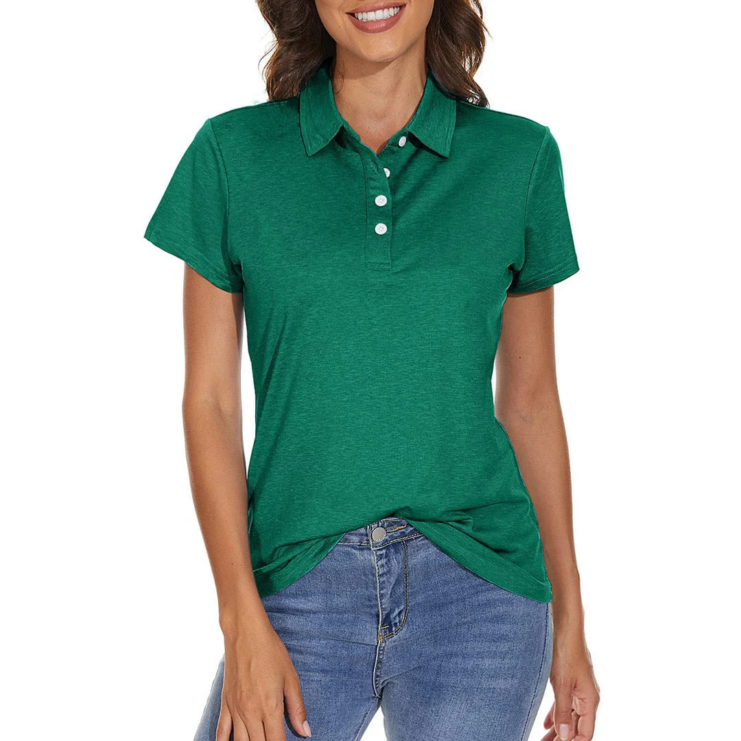 Women's Polo Shirts Quick Dry Golf 4-Button Tops