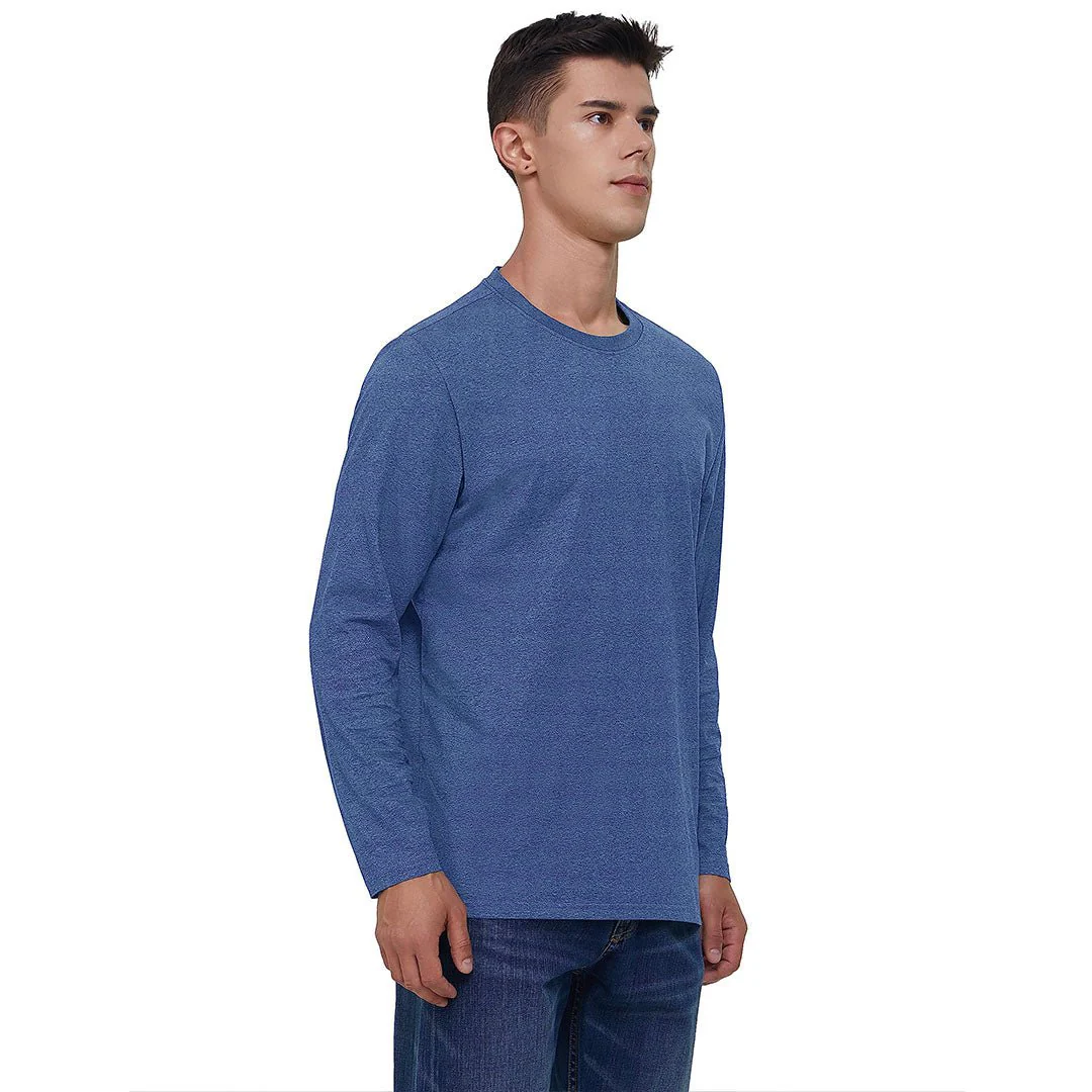 Men's Cotton Solid Color Classic Casual Long Sleeve T-shirt