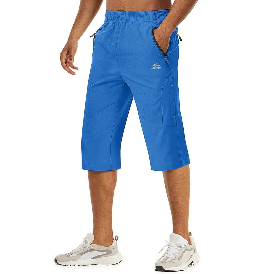 Men's Quick Dry 3/4 Capri Zipper Pockets Long Shorts
