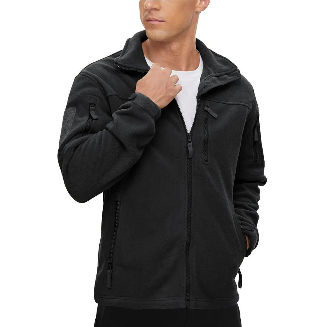 Men's Tactical Fleece Jackets Full Zip Coat with Multi Pockets