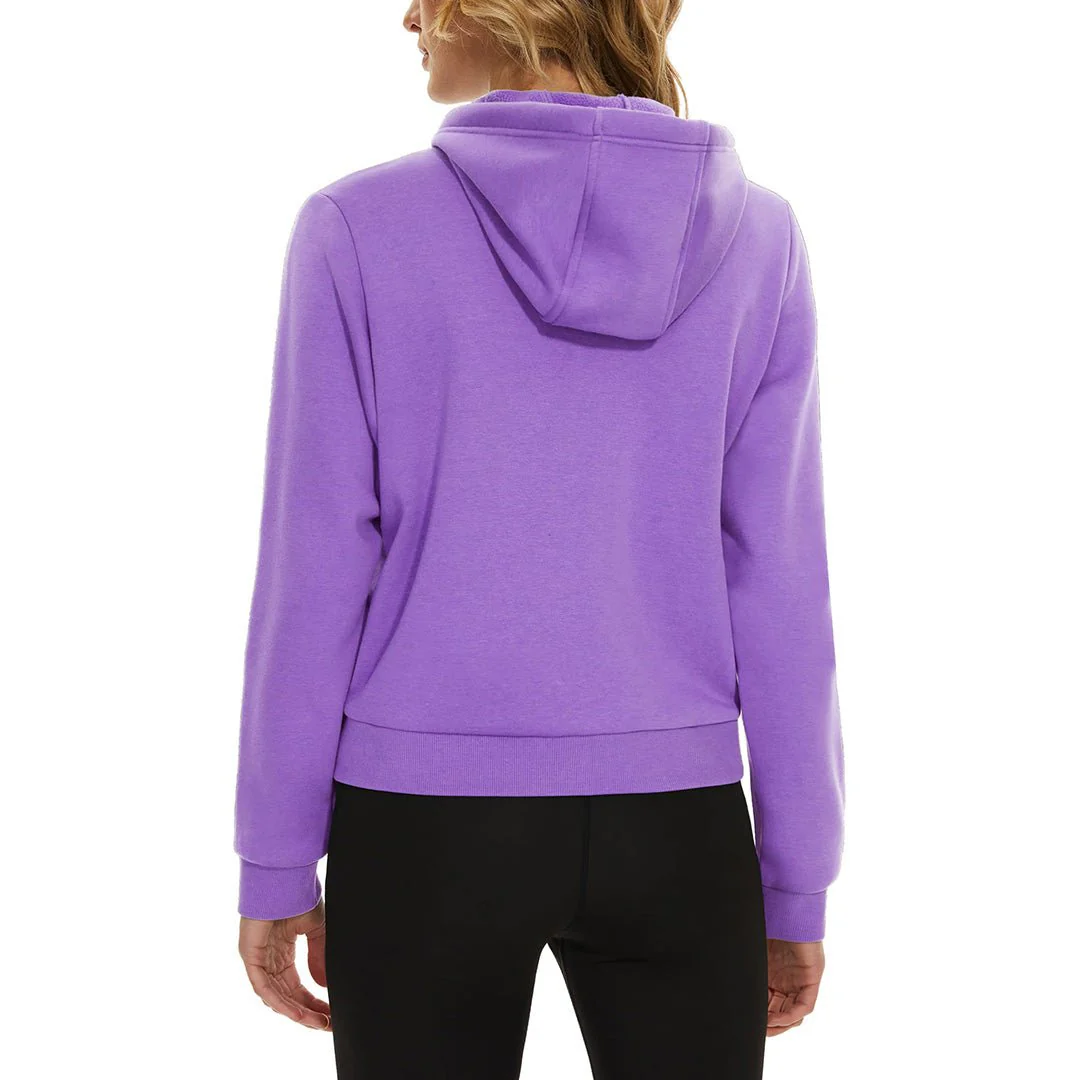Women's Fleece Lined Full Zip Crop Tops Hoodies