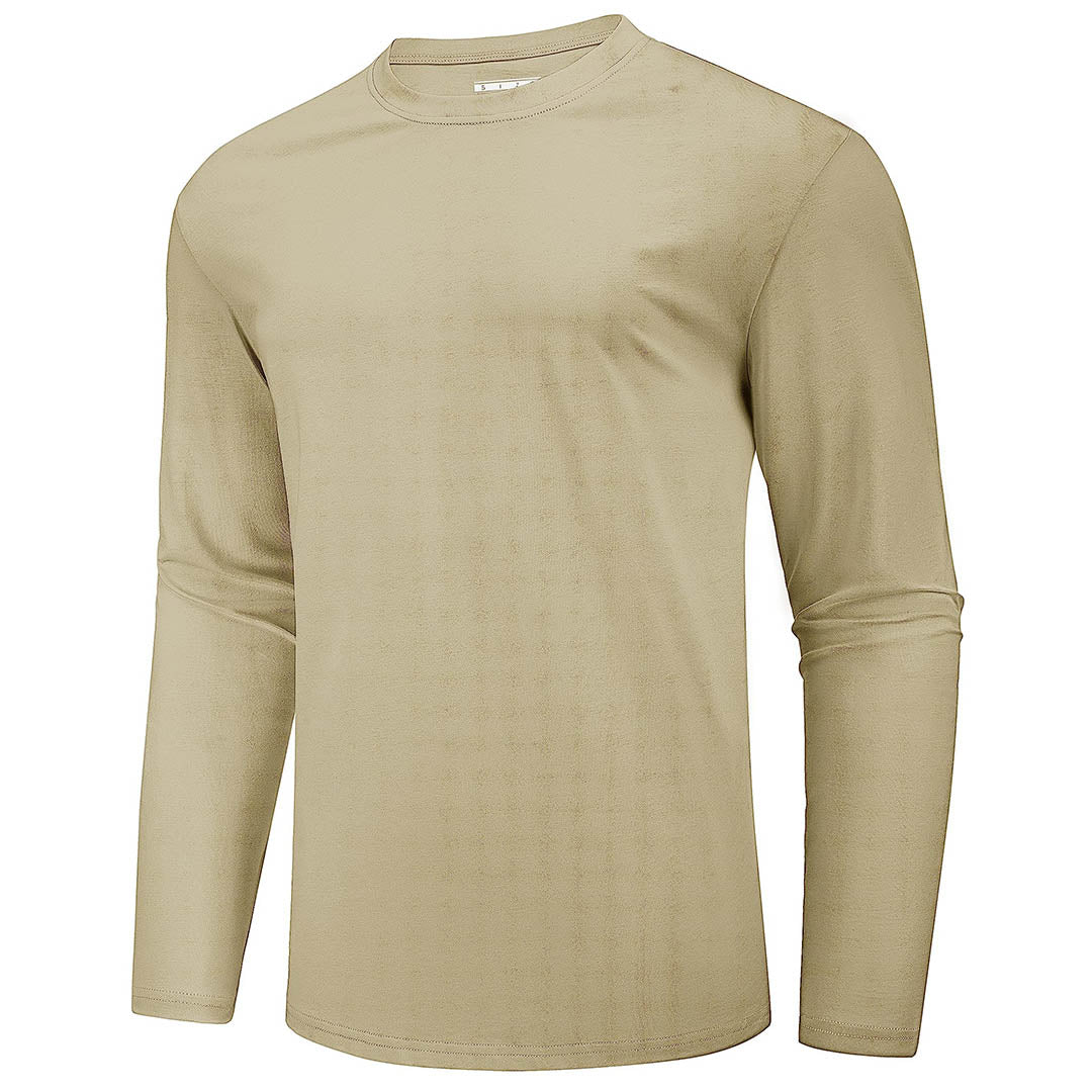 Men's Cotton Solid Color Classic Casual Long Sleeve T-shirt
