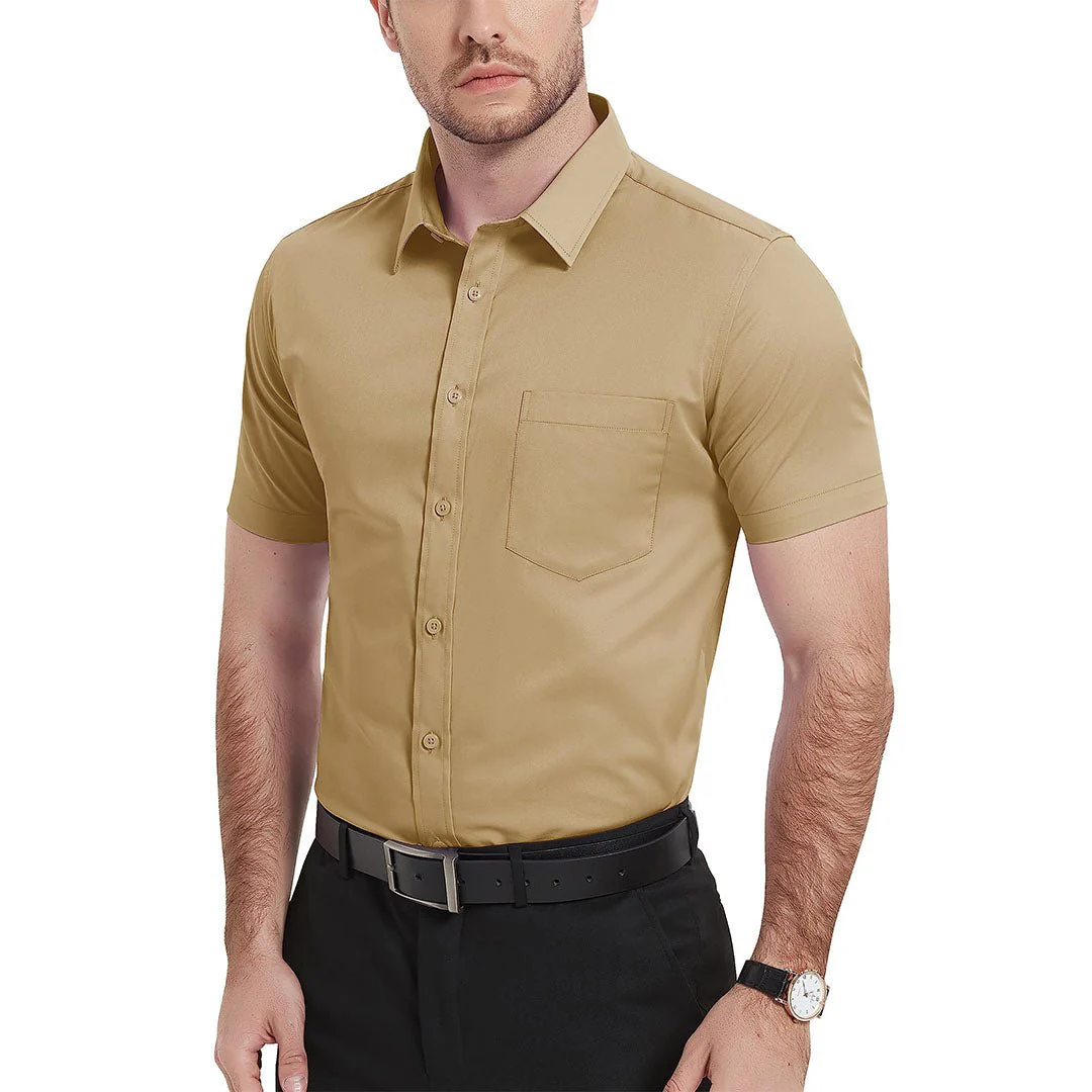 Men's Summer Casual Regular Fit Button Down Short Sleeve T-shirt