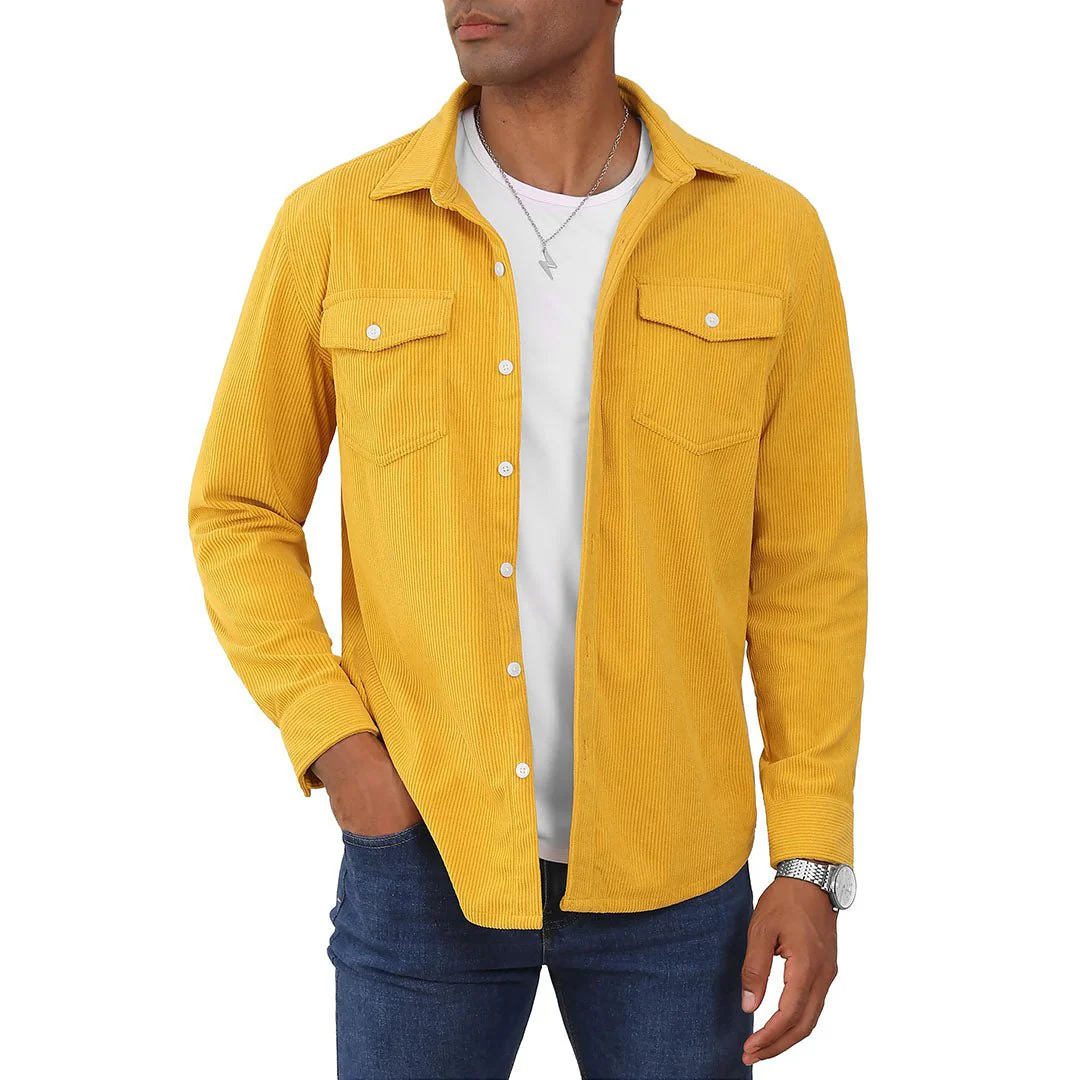 Men's Casual Shacket Lightweight Corduroy Shirt Jacket