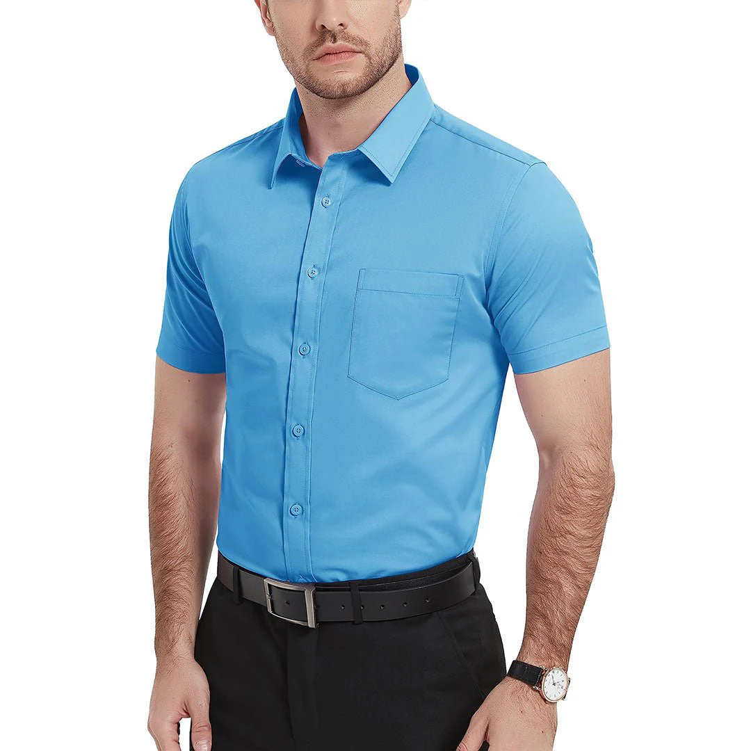 Men's Summer Casual Regular Fit Button Down Short Sleeve T-shirt