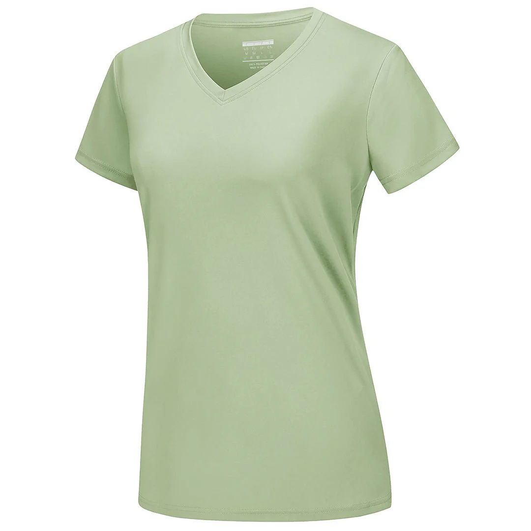 Women's UPF 50+ Sun Protection V-Neck Quick Dry Short Sleeve T-shirts