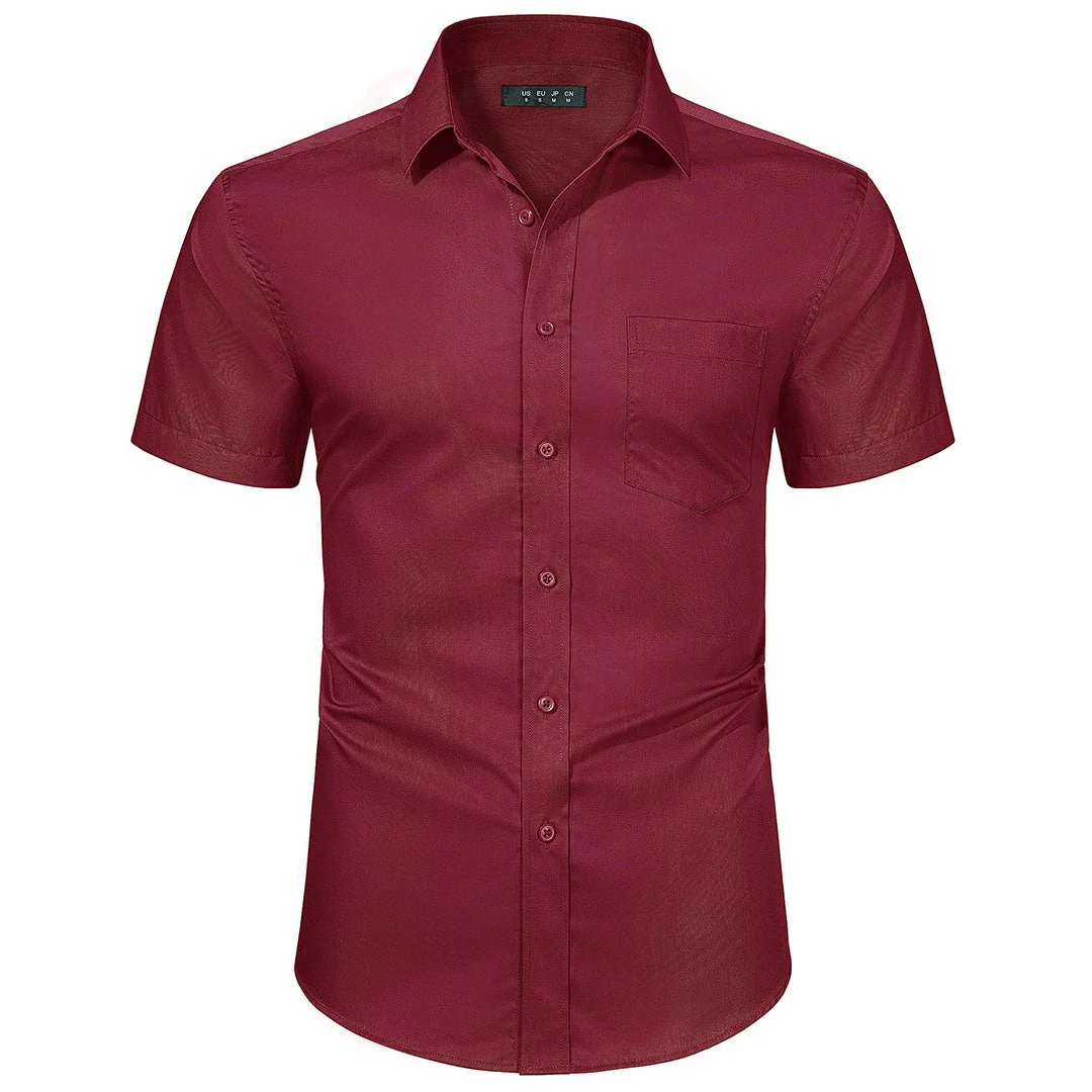 Men's Summer Casual Regular Fit Button Down Short Sleeve T-shirt