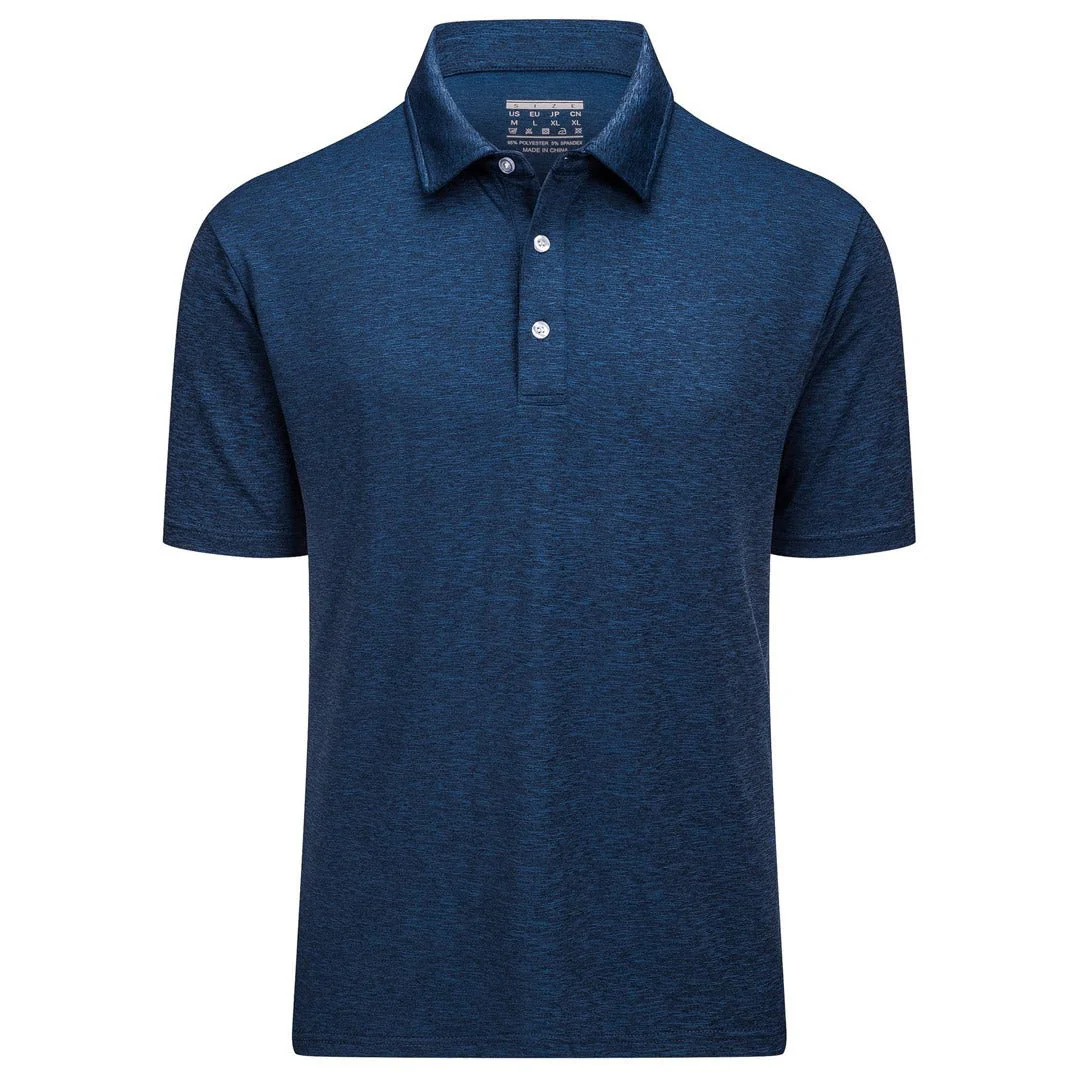 Men's Golf 3 Buttons Spread Collar Solid Quick Dry Polo Shirt