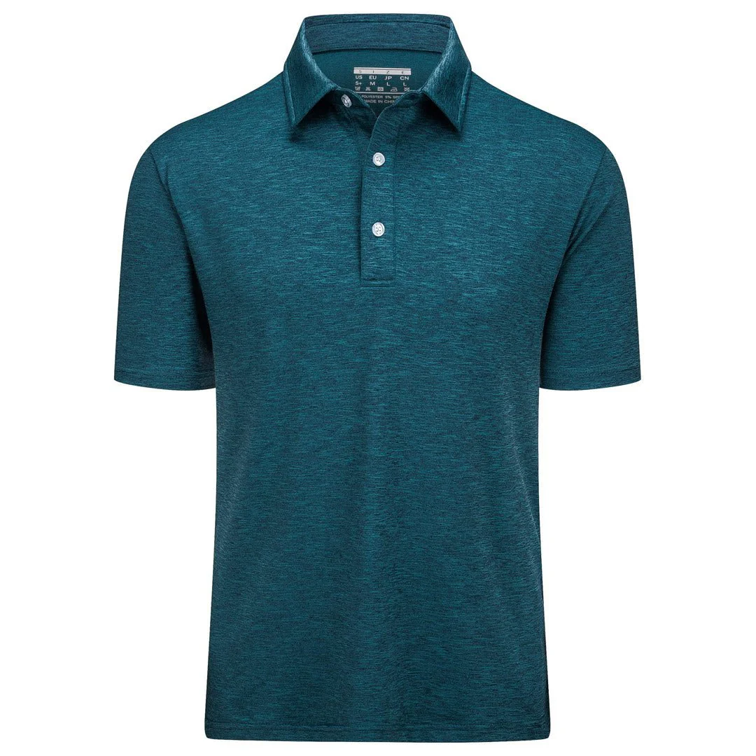 Men's Golf 3 Buttons Spread Collar Solid Quick Dry Polo Shirt