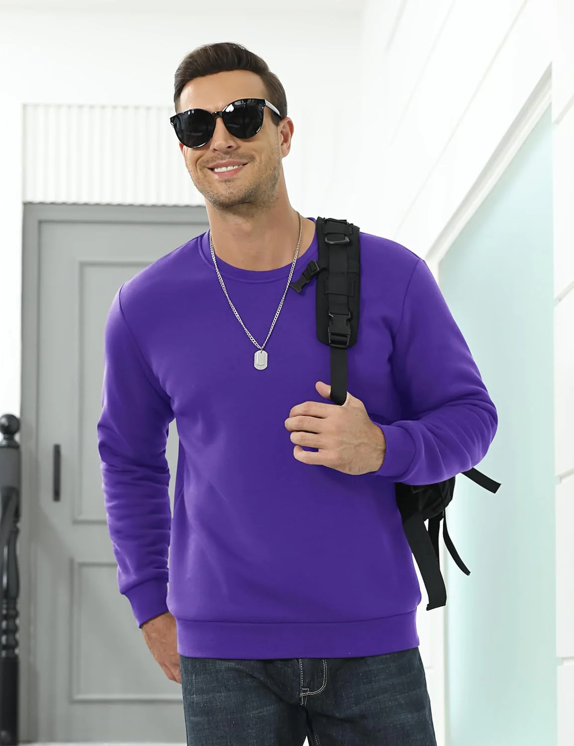 Men's Uncw Sweatshirts Vintage Crewneck Winter Active Warm Outdoor