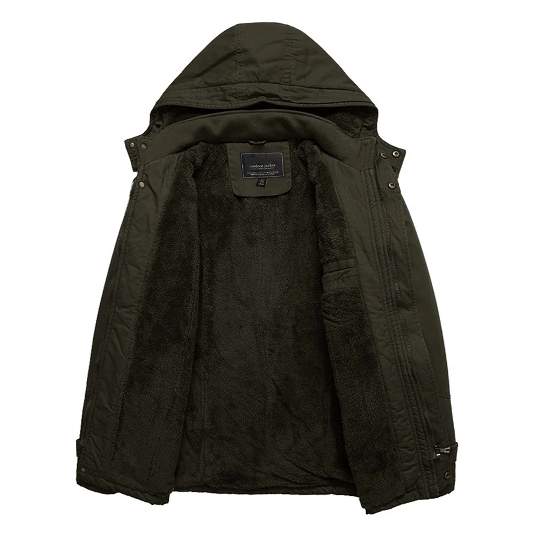 Men's Hood Jackets Thicken Fleece Cotton Work  Winter Coats