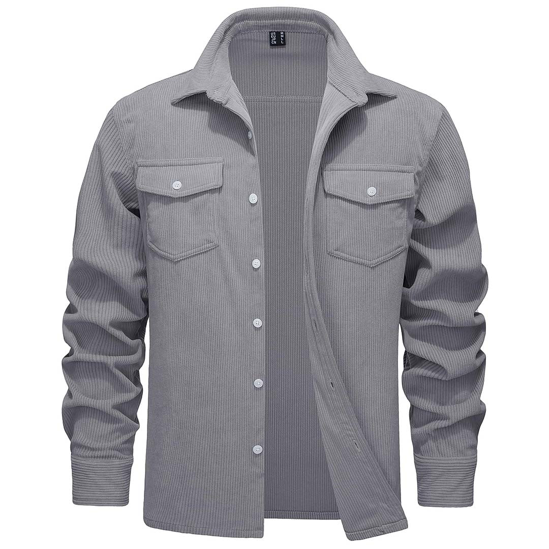 Men's Casual Shacket Lightweight Corduroy Shirt Jacket