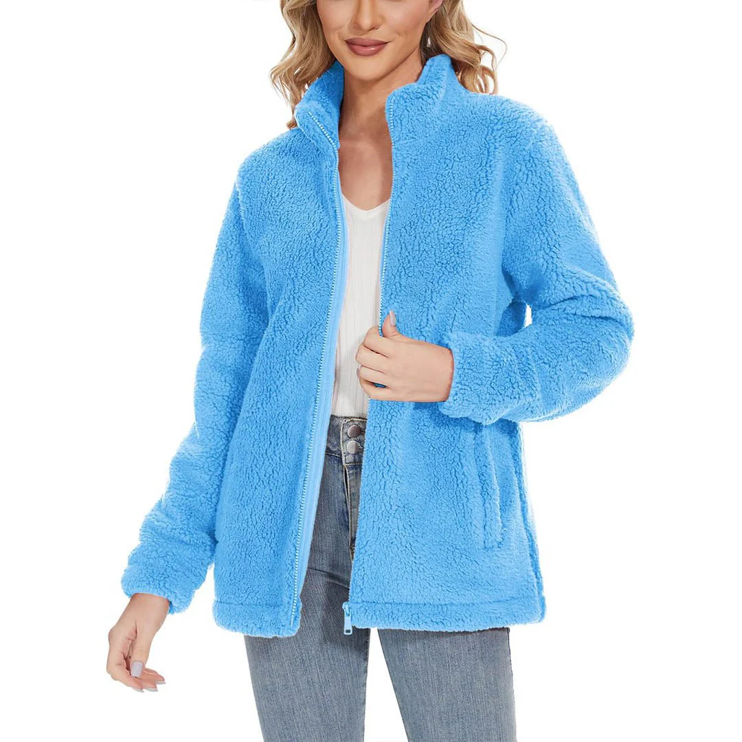 Women's Sherpa Fleece Full Zip Fuzzy Jackets