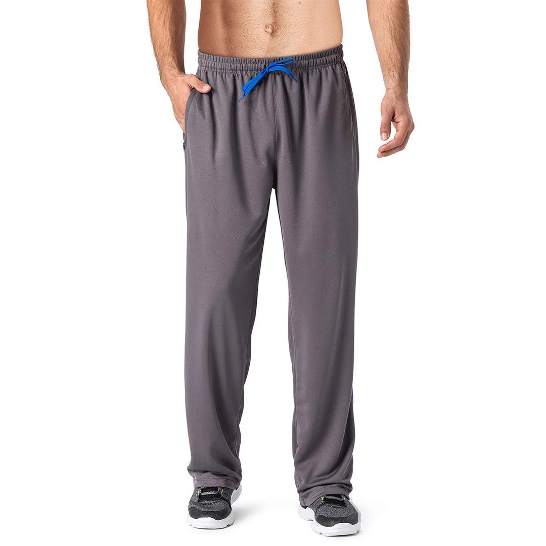 Men's Casual Open Bottom Mesh Sweatpants with Pockets