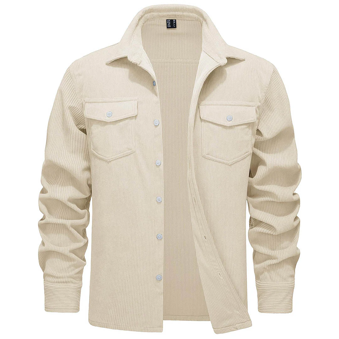 Men's Casual Shacket Lightweight Corduroy Shirt Jacket