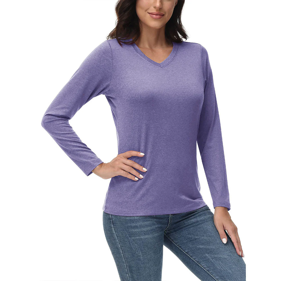 Women's V-Neck Sun Shirts UPF 50+ Long Sleeve T-Shirts