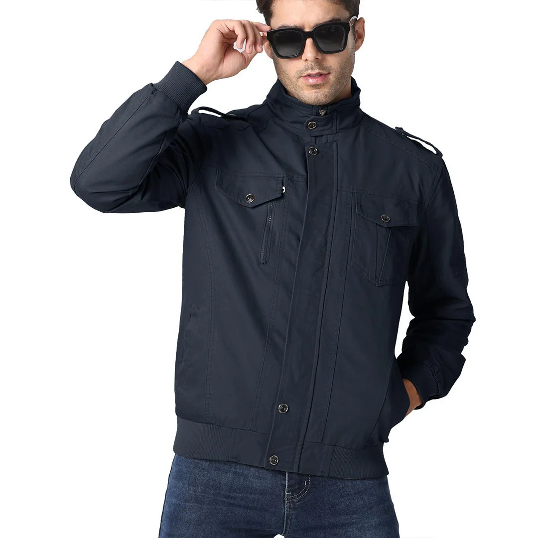 Men's Lightweight Casual Cotton Military Cargo Jacket