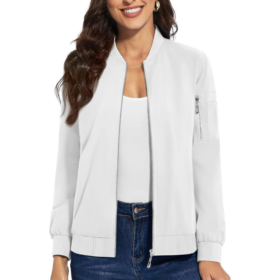 Women's Lightweight Casual Windbreaker Bomber Jackets