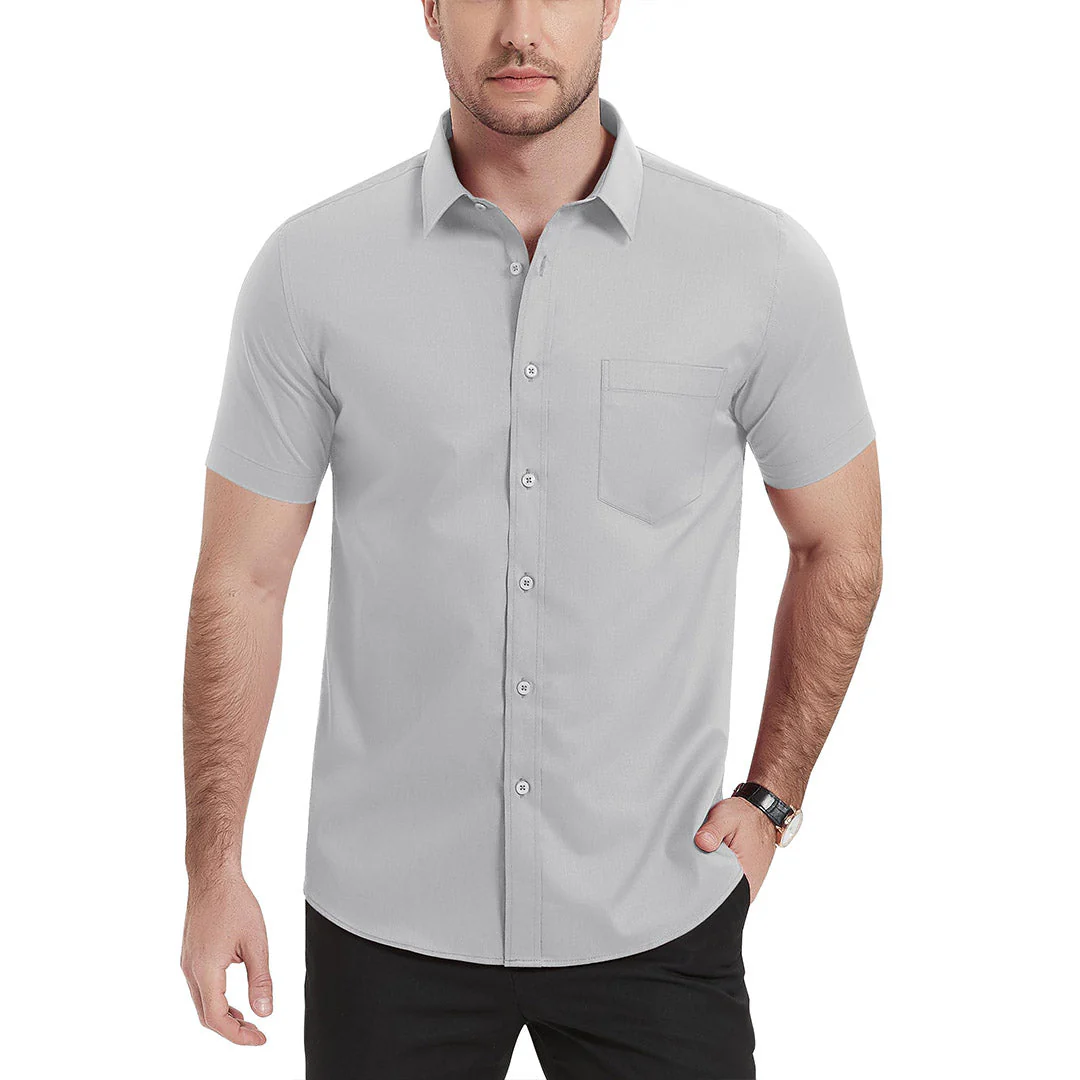 Men's Summer Casual Regular Fit Button Down Short Sleeve T-shirt