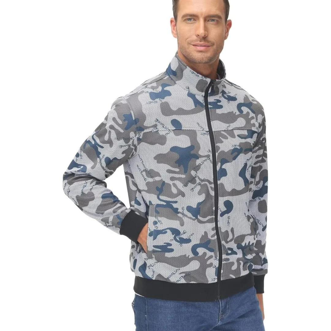 Men's Track Lightweight Full Zip Up Stand Collar Jacket