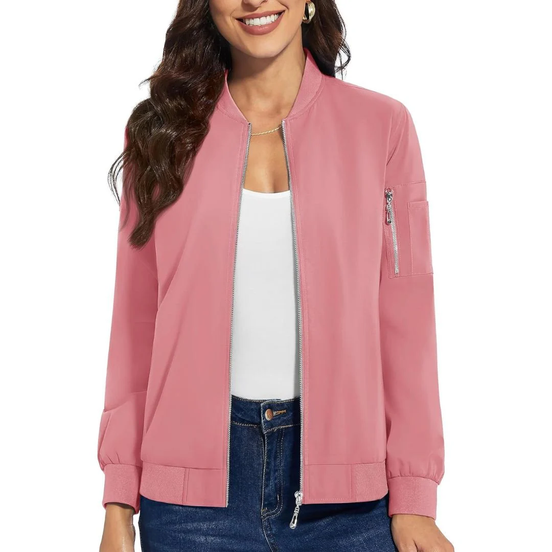 Women's Lightweight Casual Windbreaker Bomber Jackets