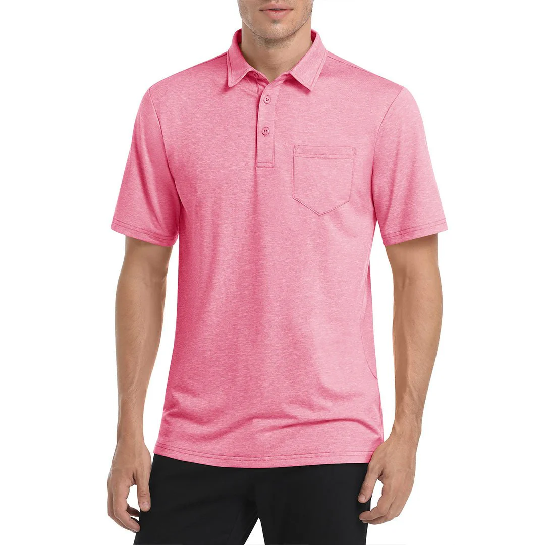 Men's Polo Quick Dry 3 Buttons T-Shirt with Pockets