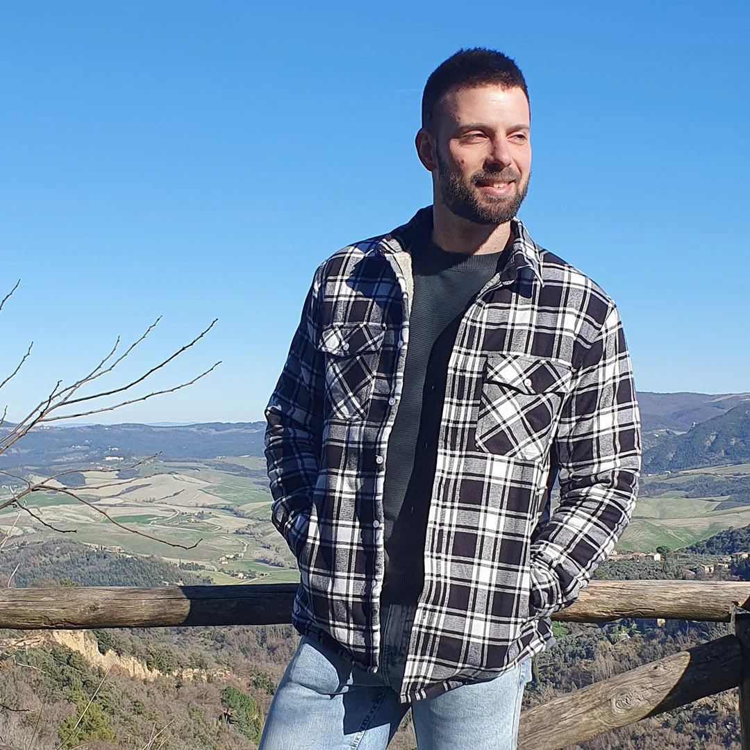 Men's Fleece Jackets Flannel Work Shirt Casual Button Down Coat