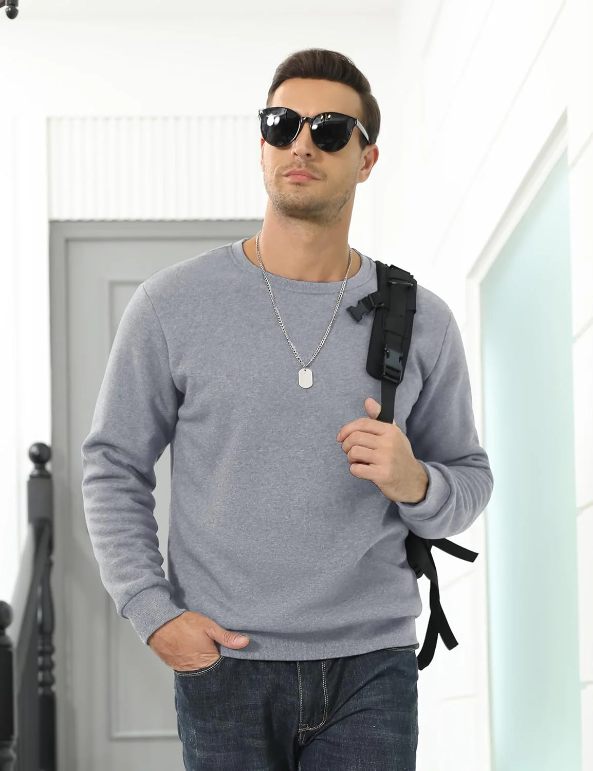 Men's Uncw Sweatshirts Vintage Crewneck Winter Active Warm Outdoor