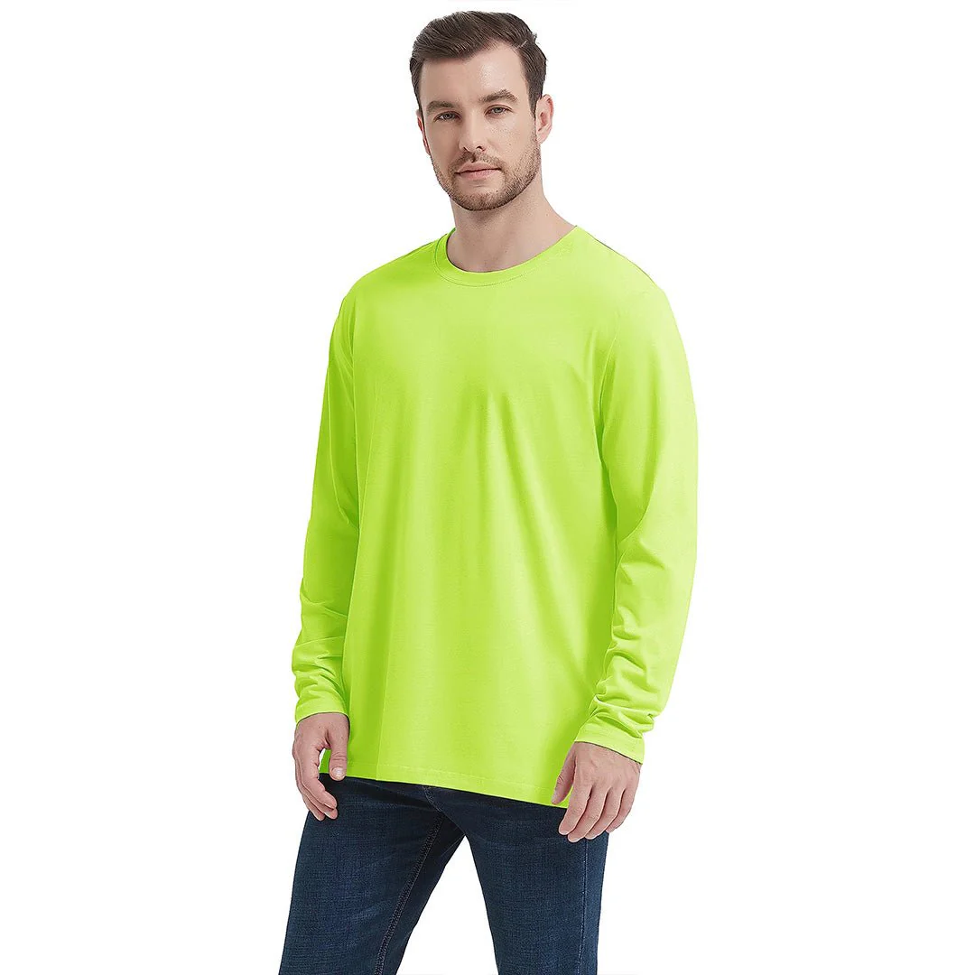 Men's Cotton Solid Color Classic Casual Long Sleeve T-shirt