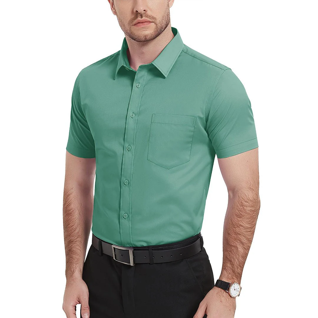 Men's Summer Casual Regular Fit Button Down Short Sleeve T-shirt