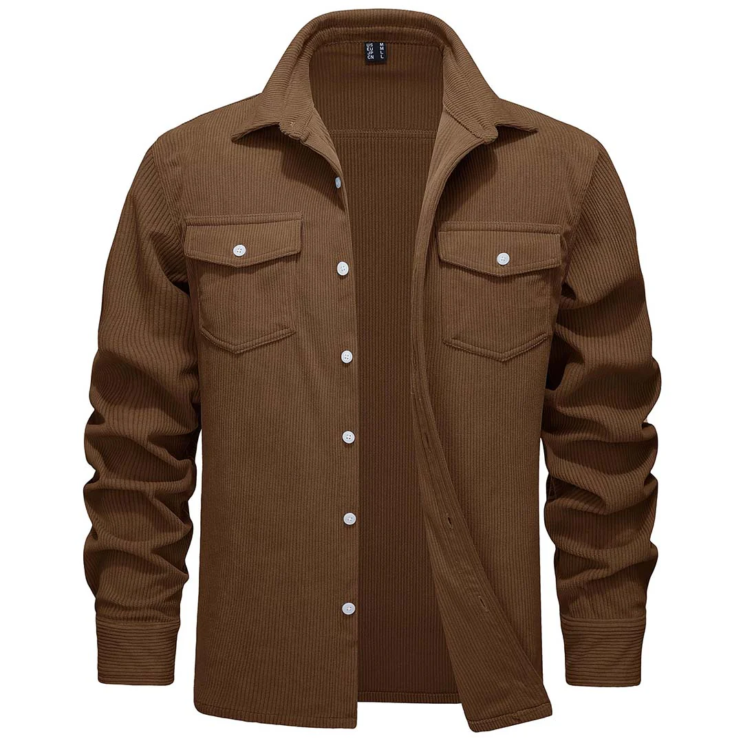 Men's Casual Shacket Lightweight Corduroy Shirt Jacket