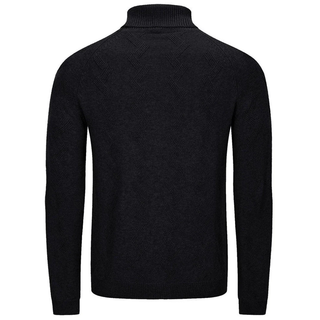Men's Cotton Sweaters Long Sleeves Pullover Knitted Turtleneck