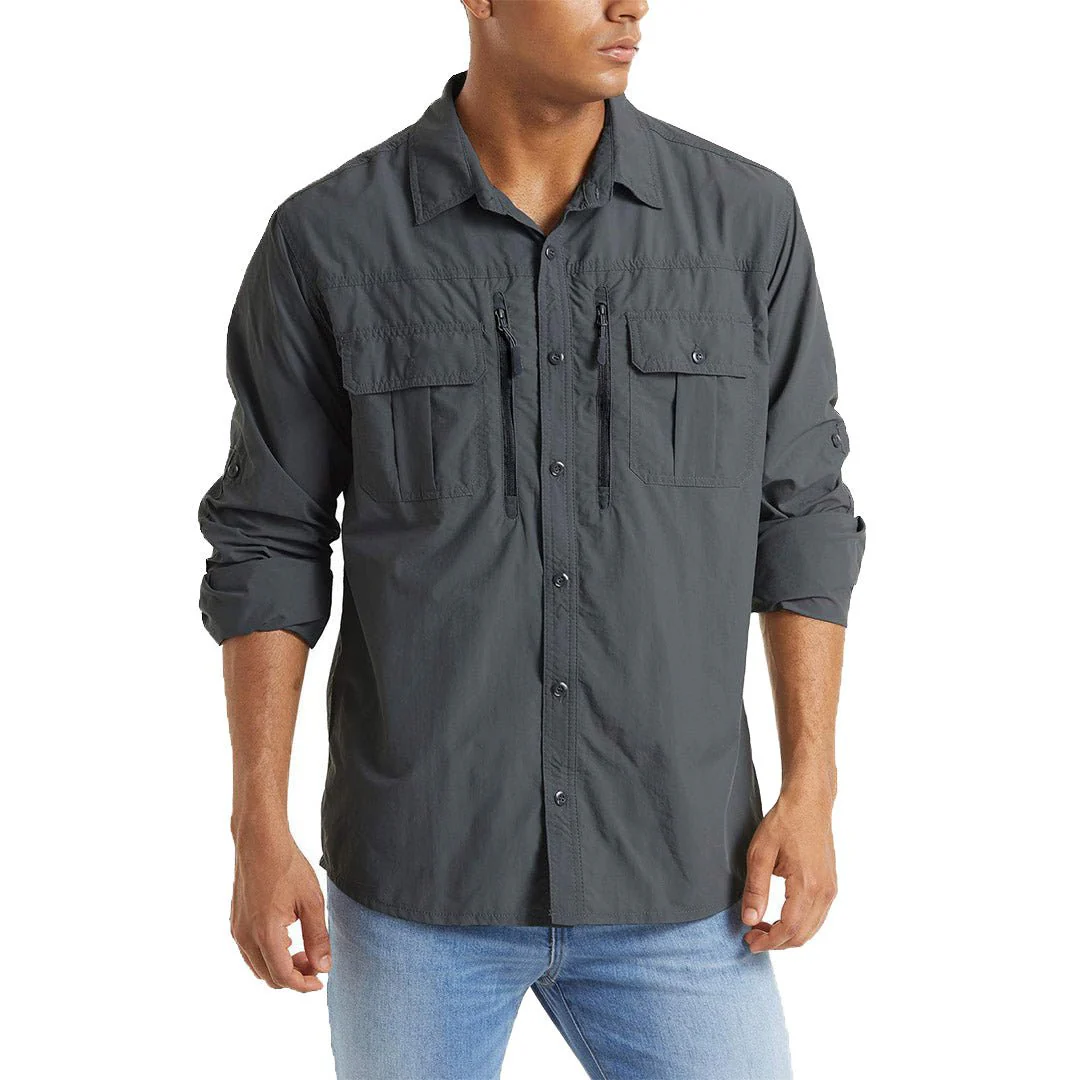 Men's Tactical Sun Protective Button-Down Long Sleeve Shirt