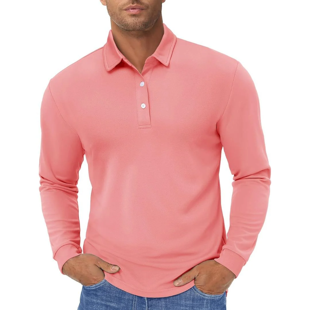 Men's Quick Dry Golf Polo Long Sleeve Shirt