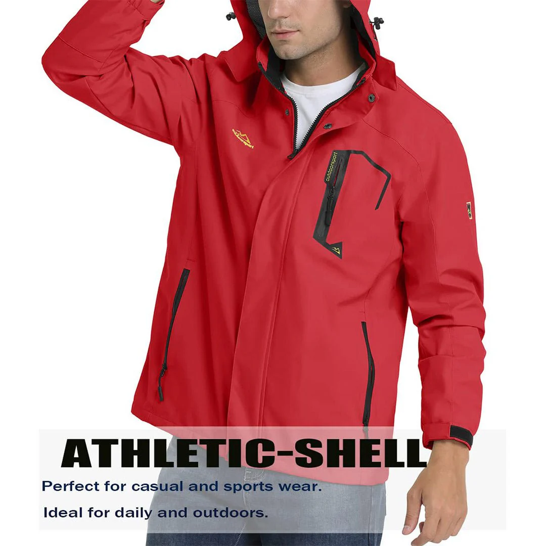 Men's Lightweight Waterproof Windproof Outdoor Hiking Jacket with Zipped Pockets