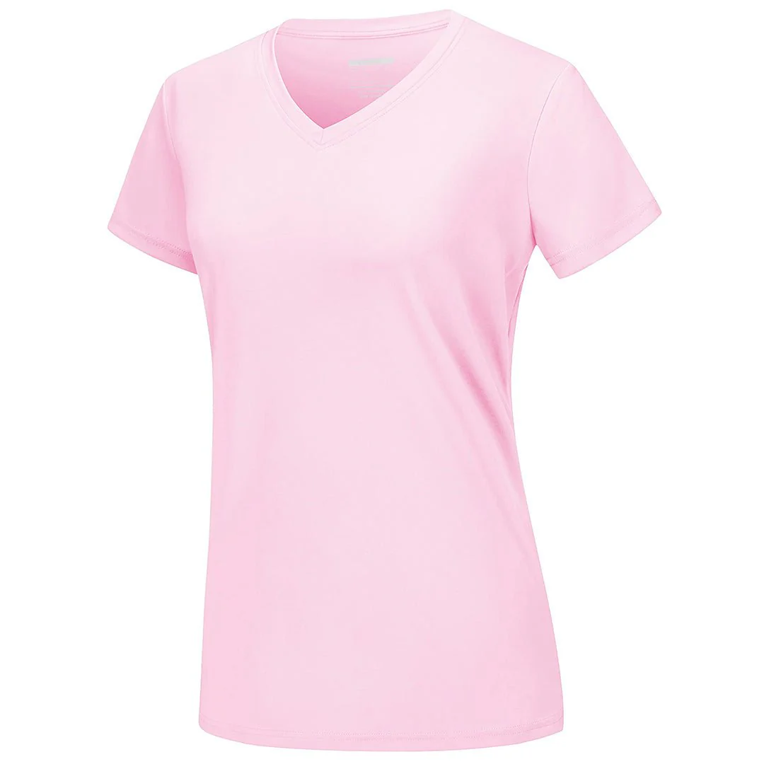 Women's UPF 50+ Sun Protection V-Neck Quick Dry Short Sleeve T-shirts