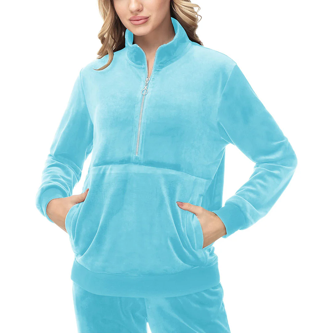 Women's Half Zip Velour Pullovers