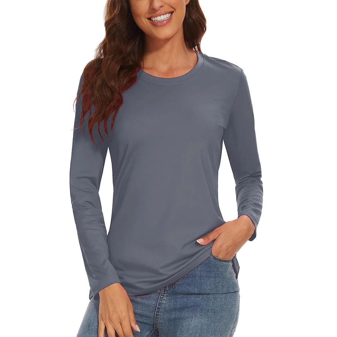 Women's UPF 80+ Quick Dry Crew Neck Long Sleeve T-Shirts