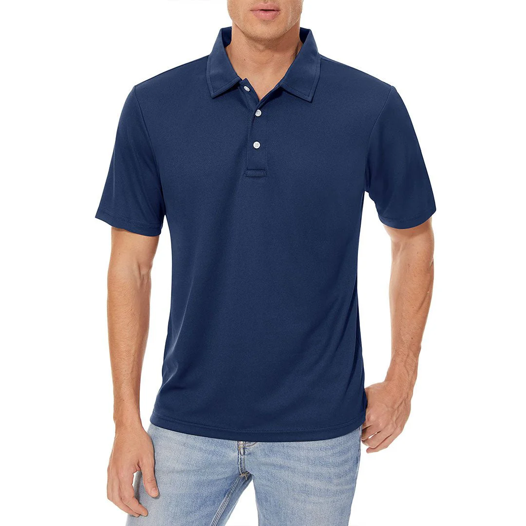 Men's Golf Tennis Quick Dry 3 Buttons Polo Collared Shirt