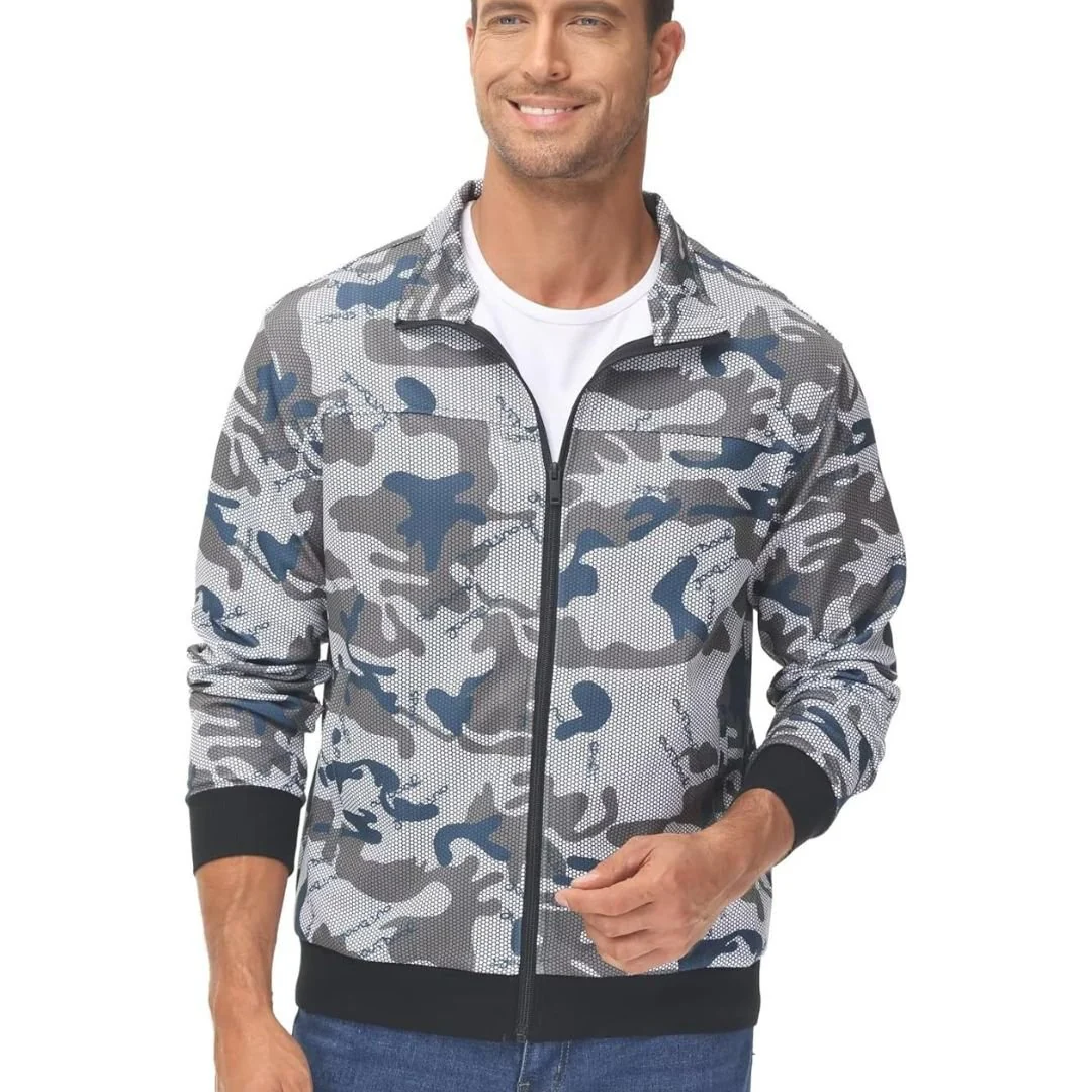 Men's Track Lightweight Full Zip Up Stand Collar Jacket