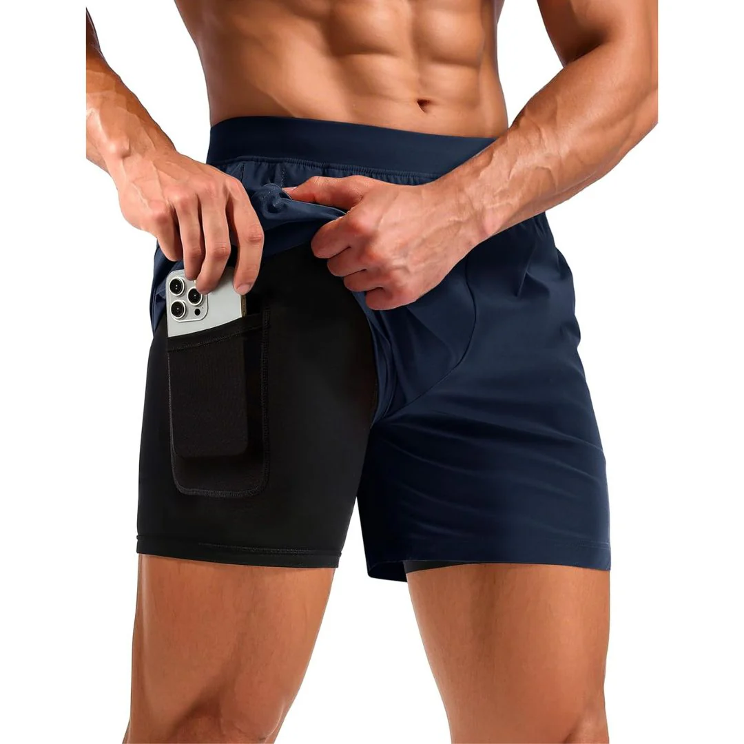 Men's 2 in 1 Quick Dry Running Shorts with Pockets
