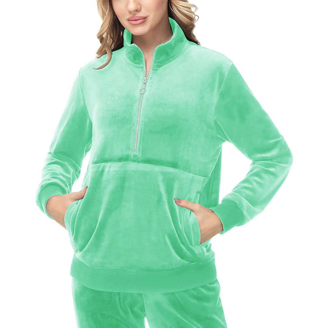 Women's Half Zip Velour Pullovers