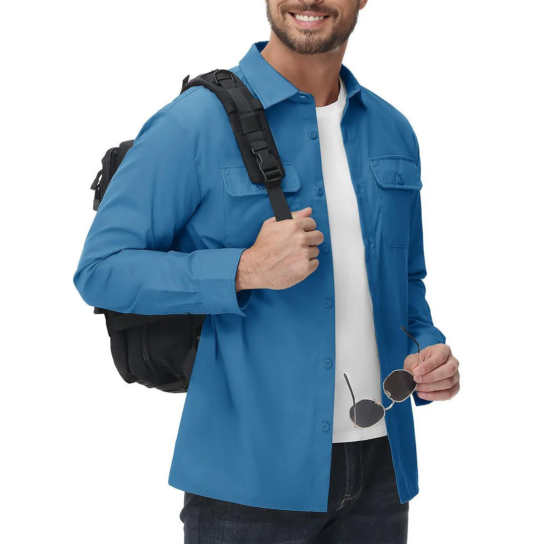 Men's Cotton Casual Button-Up Long Sleeve Shirts