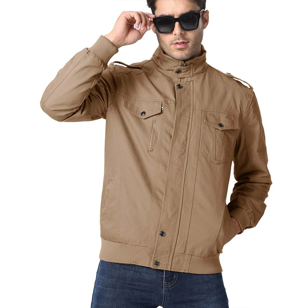Men's Lightweight Casual Cotton Military Cargo Jacket