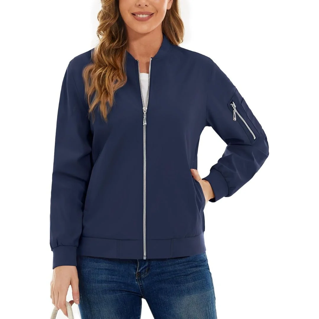 Women's Lightweight Casual Windbreaker Bomber Jackets
