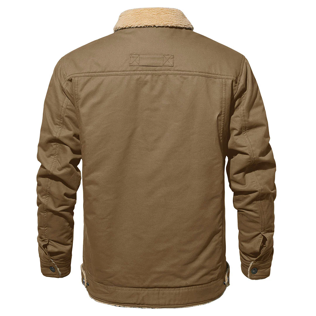 Men's Winter Jacket Sherpa Fleece Lined Cargo Coat with Multi Pockets