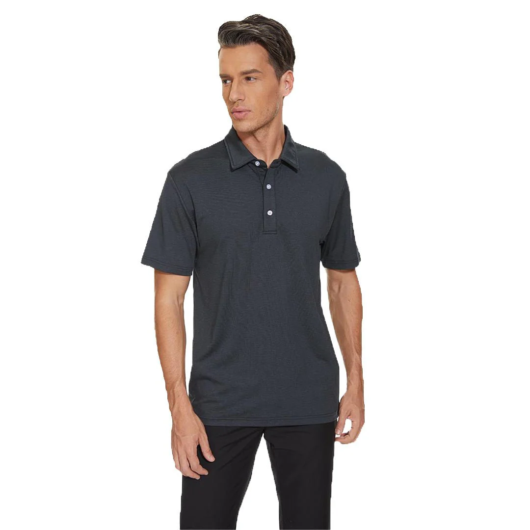 Men's Golf 3 Buttons Spread Collar Solid Quick Dry Polo Shirt