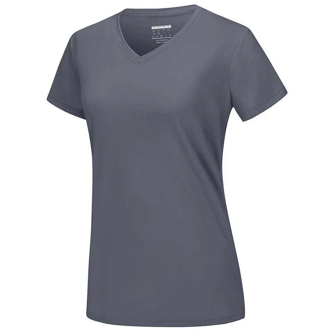 Women's UPF 50+ Sun Protection V-Neck Quick Dry Short Sleeve T-shirts