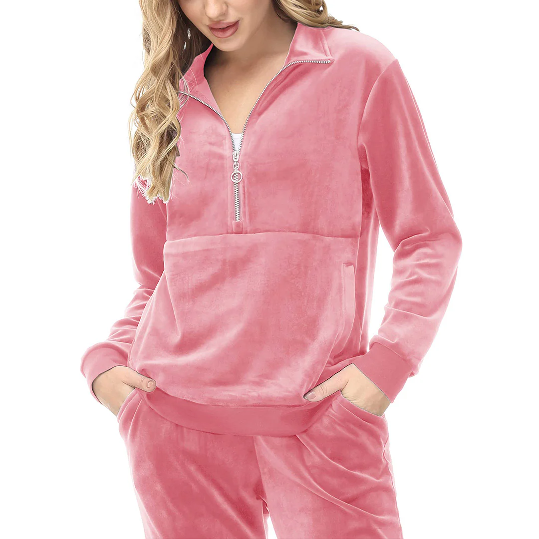 Women's Half Zip Velour Pullovers